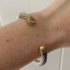 Vintage Alwand Vahan 14K Yellow Gold & Sterling Silver Twisted Cuff Bracelet